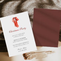 Convite de festa de Natal com laço vermelho minima