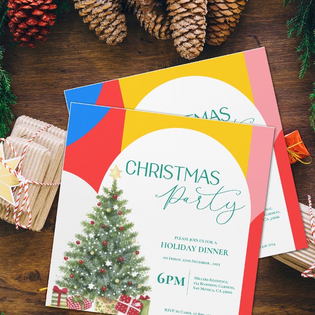 Convite de festa de Natal com padrão abstrato (Abstract Pattern Christmas Party Invitation)
