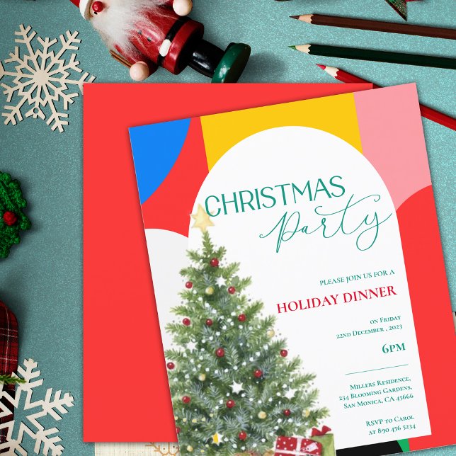 Convite de festa de Natal com padrão abstrato (Abstract Pattern Christmas Party Invitation)