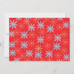Convite de Festa de Natal com Padrão de Floco de N