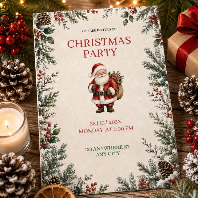Convite de Festa de Natal com Papai Noel (Criador carregado)
