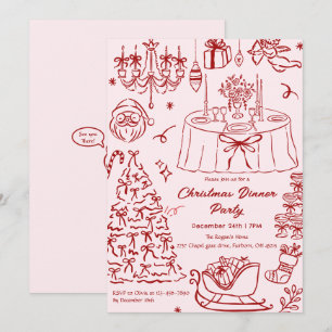 Convite de Festa de Natal com Rabiscos Desenhados