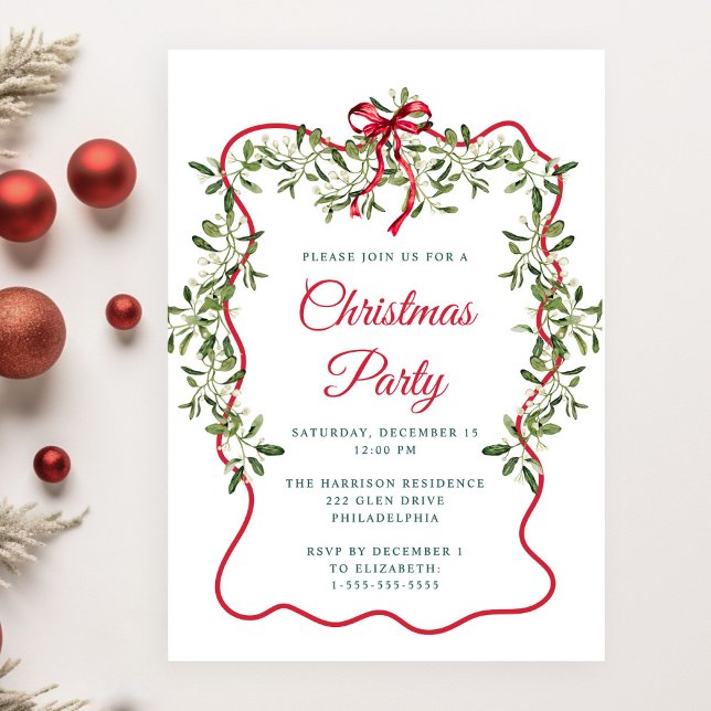 Convite de Festa de Natal com Vegetação em Moldura (Criador carregado)
