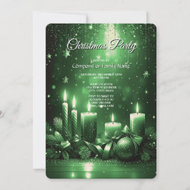 Convite de Festa de Natal com Velas Verdes