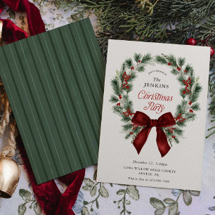 Convite de festa de Natal com verde elegante de in