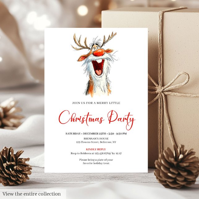 Convite de Festa de Natal Coquetel Papai Noel Engr (Funny Santa Cocktail Christmas Party Invitation Template

)