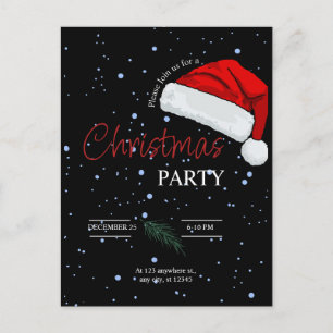 Convite de Festa de Natal da Família Simples Preto