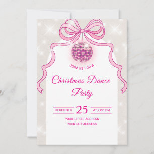 Convite de Festa de Natal das Meninas Pink Disco S