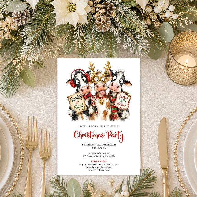 Convite de festa de Natal de animais encantadores  (Charming Quirky Animals Christmas Party Invitation Art

)
