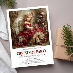 Convite de festa de Natal de anjo vitoriano elegan