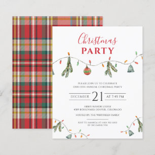 Convite de Festa de Natal de Férias Plaid com Orça