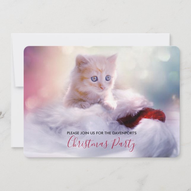 Convite de festa de Natal de gatinho fofo (Frente)