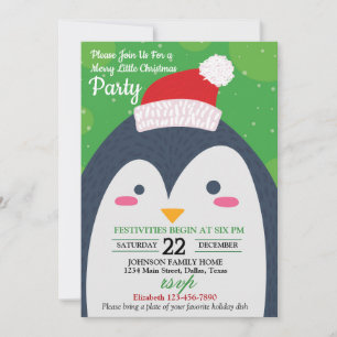 Convite de festa de Natal de inverno de pinguim fo
