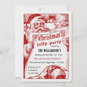 Convite de festa de Natal de jornal do Papai Noel