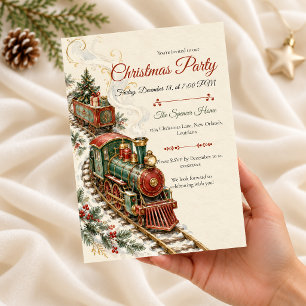 Convite de festa de Natal de trem vintage