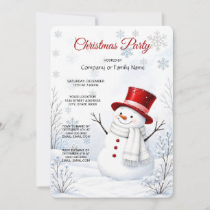 Convite de festa de Natal do boneco de neve de cha