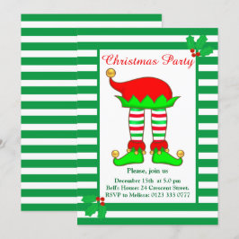 Convite de festa de Natal do Elfo de Natal em verd