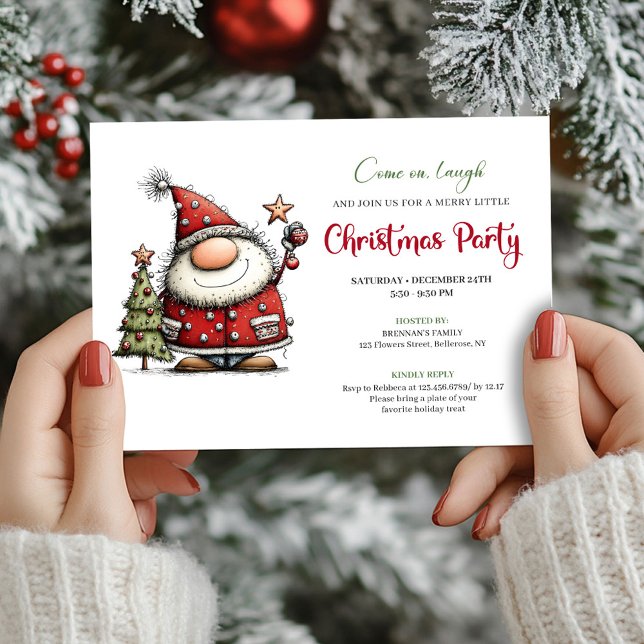 Convite de festa de Natal do Papai Noel brincalhão (Playful quirky Santa Christmas party invite

)