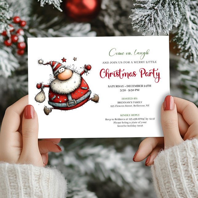 Convite de festa de Natal do Papai Noel de desenho (Quirky cartoon Santa Christmas party invitation

)