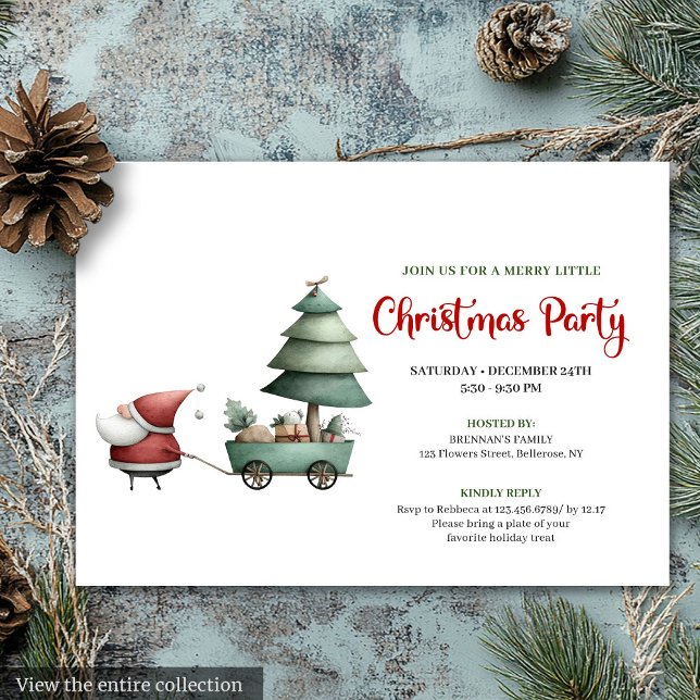 Convite de Festa de Natal do Papai Noel Engraçado  (Minimalist Funny Santa Claus Festive Party Invite)
