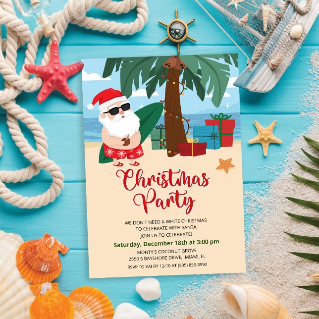 Convite de festa de Natal do Papai Noel Tropical (Criador carregado)