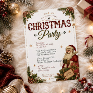 Convite de festa de Natal do Papai Noel vintage