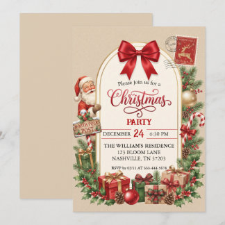 Convite de festa de Natal do Papai Noel vintage no