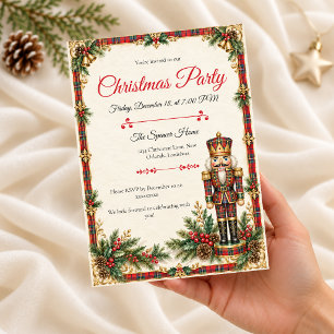 Convite de festa de Natal do quebra-nozes em tarta