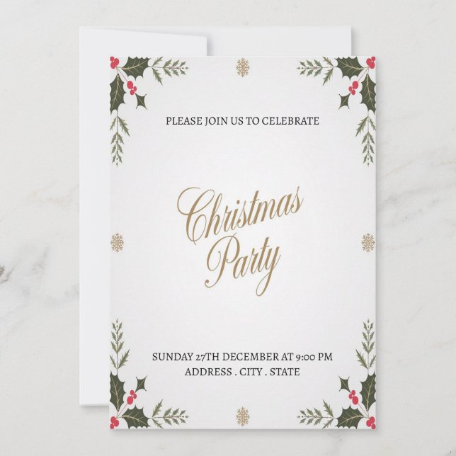 Convite de Festa de Natal Elegante e Festivo (Frente)