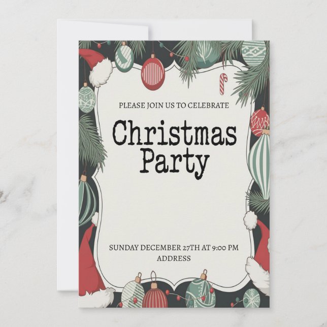 Convite de Festa de Natal Elegante e Festivo (Frente)