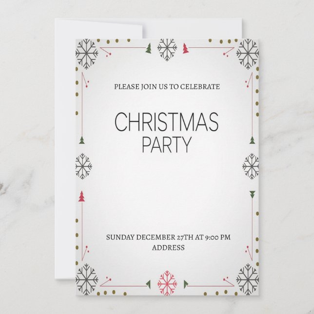 Convite de Festa de Natal Elegante Festivo Feliz (Frente)