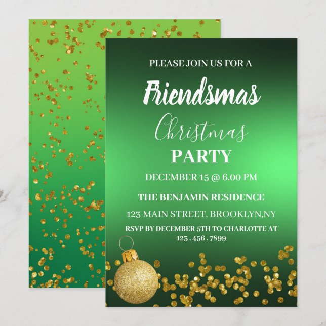 Convite de Festa de Natal Elegante Friendsmas (Frente/Verso)