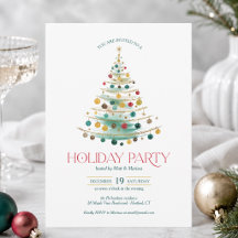 Convite de Festa de Natal Elegante para Árvore de
