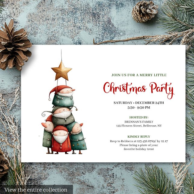 Convite de festa de Natal em aquarela excêntrico (Quirky watercolor Christmas party invitation card

)
