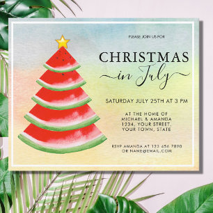 Convite de festa de Natal em julho de melancia eco