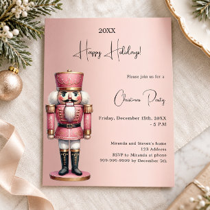 Convite de festa de Natal em rosa dourado do Quebr