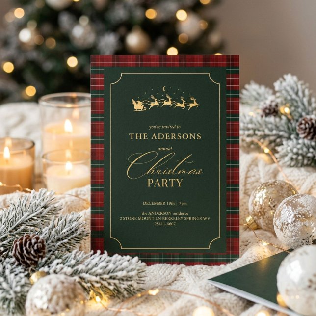 Convite de festa de Natal em Xadrez Tártan Elegant (Criador carregado)