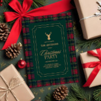 Convite de festa de Natal em Xadrez Tártan Elegant