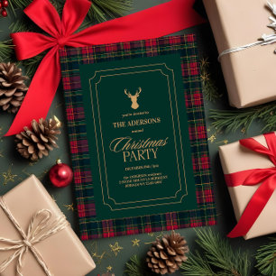 Convite de festa de Natal em Xadrez Tártan Elegant