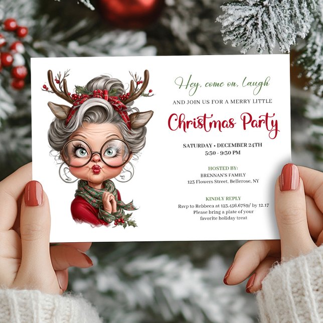 Convite de festa de Natal engraçado para a vovó fe (Funny Christmas Granny Festive Party Invitation)