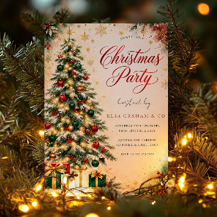 Convite de Festa de Natal Evergreen Dourado