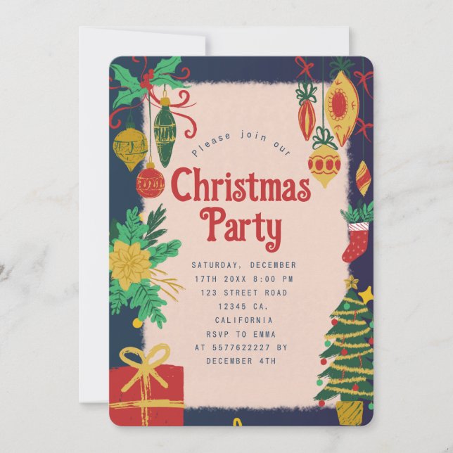 Convite de Festa de Natal Festiva (Frente)