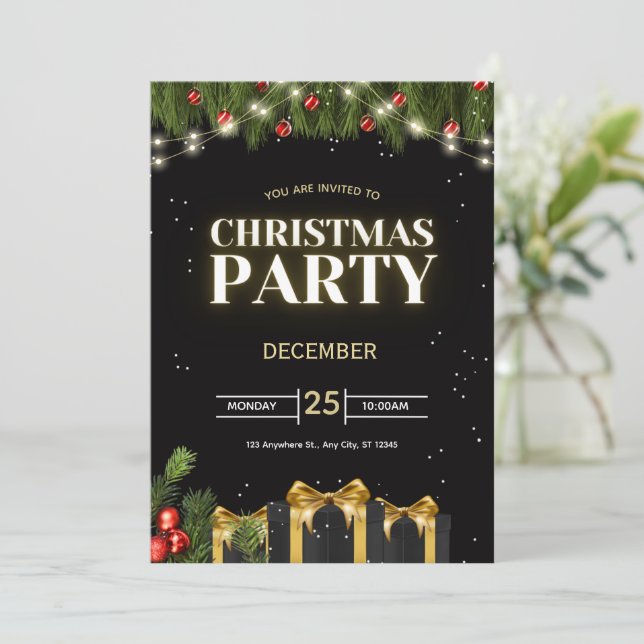 Convite de Festa de Natal Festiva (Em pé/Frente)