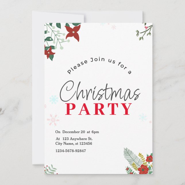 Convite de Festa de Natal Festivo com Verdura (Frente)