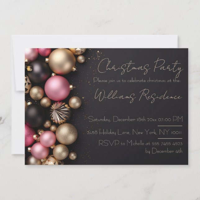 Convite de festa de Natal festivo e elegante (Frente)