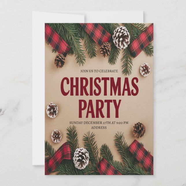 Convite de Festa de Natal Festivo Elegante (Frente)