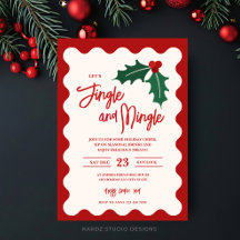 Convite de Festa de Natal Festivo Jingle Mingle