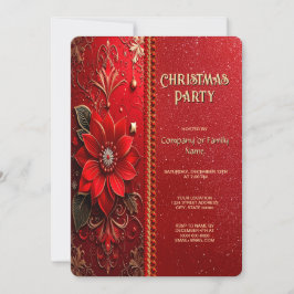 Convite de Festa de Natal Flor Vermelha