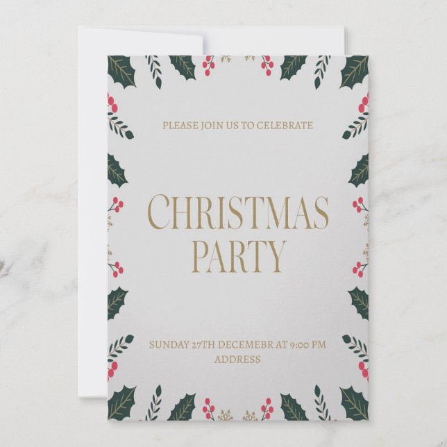 Convite de Festa de Natal Floral Elegante e Alegre (Frente)