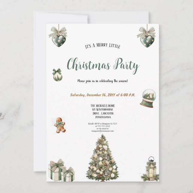 CONVITE DE FESTA DE NATAL FOFO VERDE E MARROM (Frente)